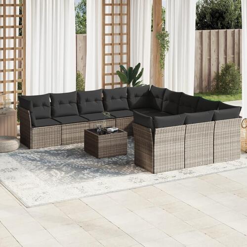 Sofasæt til haven 12 dele med hynder polyrattan lysegrå