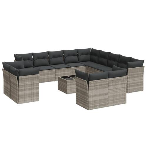Sofasæt til haven 14 dele med hynder polyrattan lysegrå