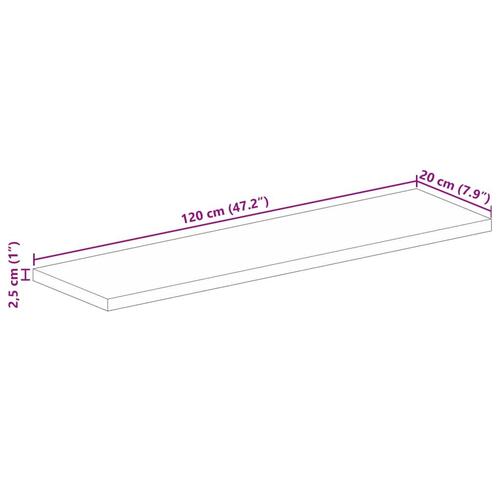 Bordplade 120x20x2,5 cm rektangulær massivt mangotræ