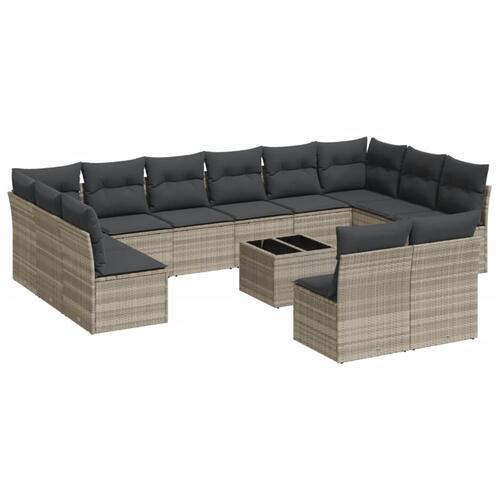 Sofasæt til haven 13 dele med hynder polyrattan lysegrå