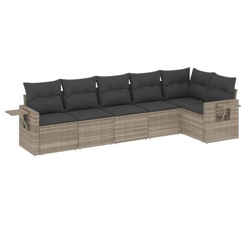 Sofasæt til haven 6 dele med hynder polyrattan lysegrå