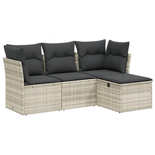 Sofasæt til haven 4 dele med hynder polyrattan lysegrå