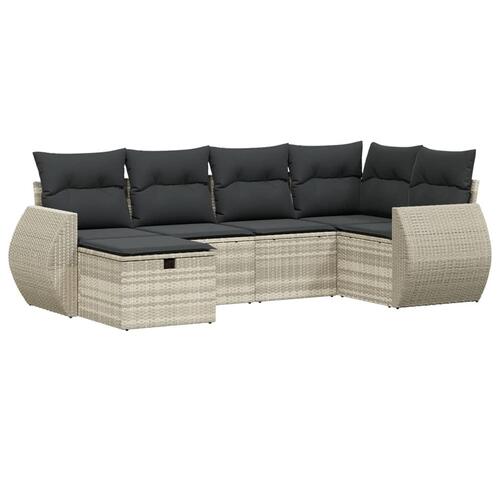 Sofasæt til haven 6 dele med hynder polyrattan lysegrå