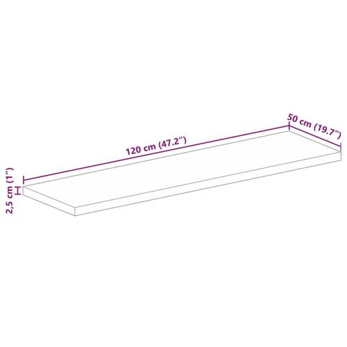 Bordplade 120x50x2,5 cm rektangulær massivt mangotræ