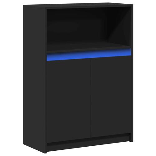 Reol med LED 72x34x100 cm konstrueret træ sort
