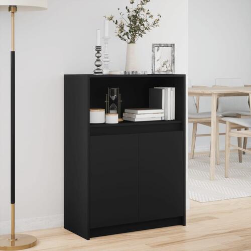Reol med LED 72x34x100 cm konstrueret træ sort