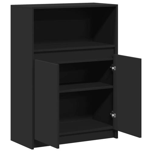 Reol med LED 72x34x100 cm konstrueret træ sort