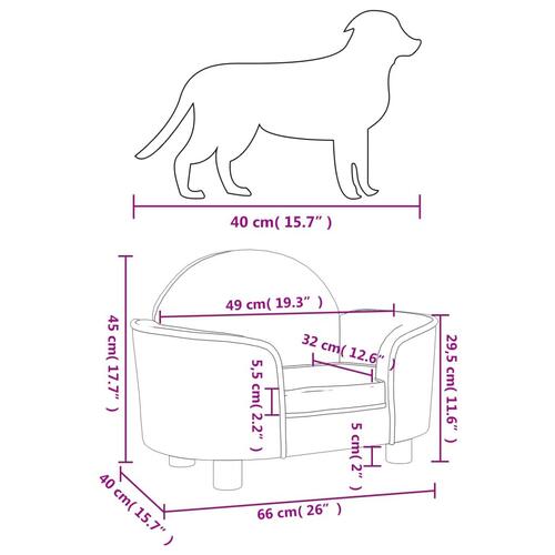 Hundeseng 66x40x45 cm velour blå