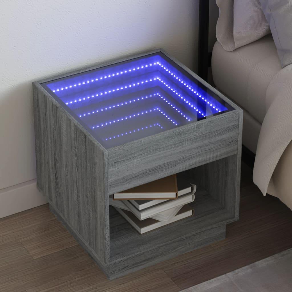 Sengebord Med Infinity Led-Lys - Grå sonoma-eg / 50 x 50 x 50 cm