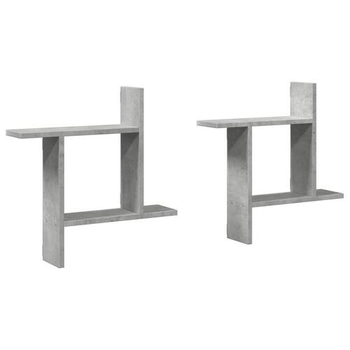 Væghylder 2 stk. 50x12x50 cm konstrueret træ betongrå