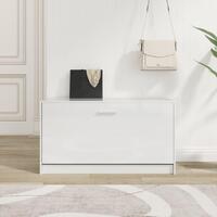 Skobænk 80x24x45 cm konstrueret træ hvid højglans
