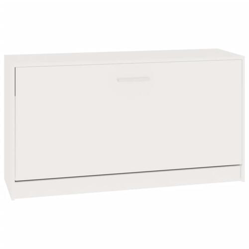 Skobænk 80x24x45 cm konstrueret træ hvid højglans