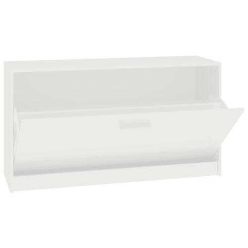 Skobænk 80x24x45 cm konstrueret træ hvid højglans