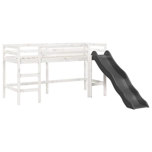 Højseng med gardiner 90x200 cm massivt fyrretræ blå