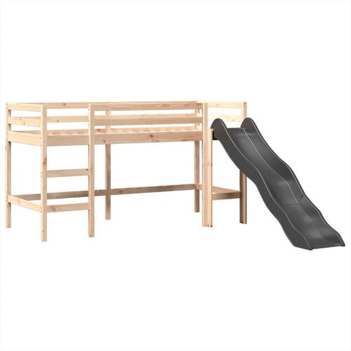 Højseng med tårn 90x200 cm massivt fyrretræ hvid og sort
