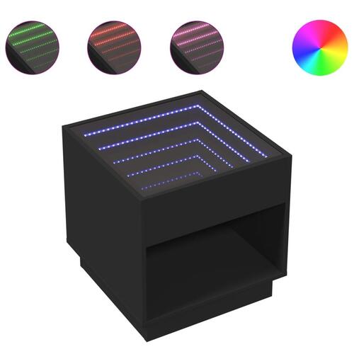 Sofabord med Infinity LED-lys 50x50x50 cm sort