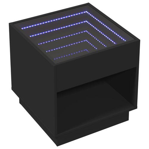 Sofabord med Infinity LED-lys 50x50x50 cm sort