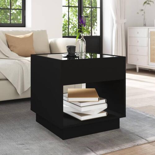 Sofabord med Infinity LED-lys 50x50x50 cm sort