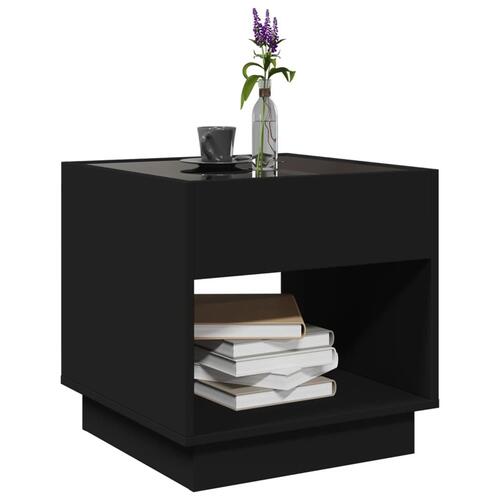 Sofabord med Infinity LED-lys 50x50x50 cm sort