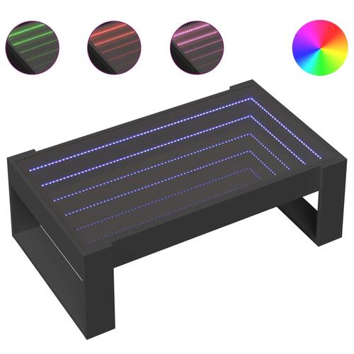 Sofabord med Infinity LED-lys 90x53x30 cm sort