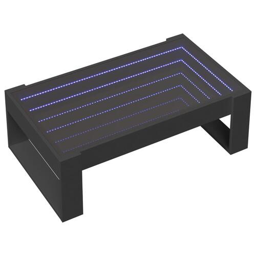 Sofabord med Infinity LED-lys 90x53x30 cm sort