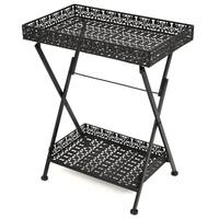 Foldbart tebord vintagestil metal 58 x 35 x 72 cm sort