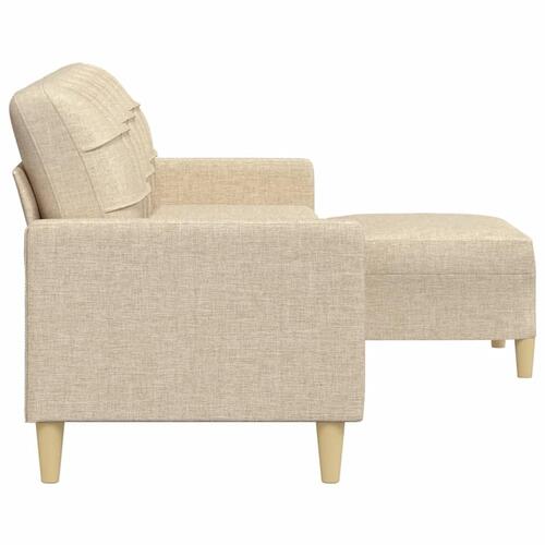 3-personers sofa med fodskammel 210 cm stof Cremefarvet