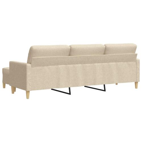 3-personers sofa med fodskammel 210 cm stof Cremefarvet