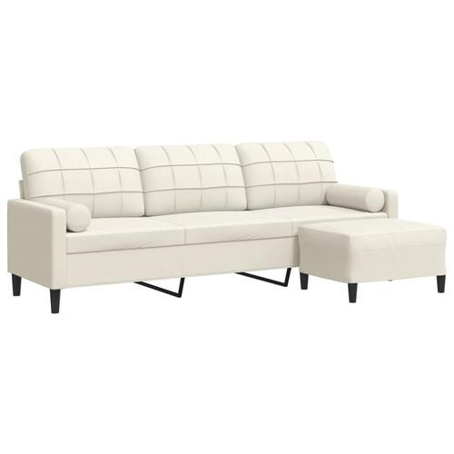 3-personers sofa med fodskammel 210 cm velour cremefarvet