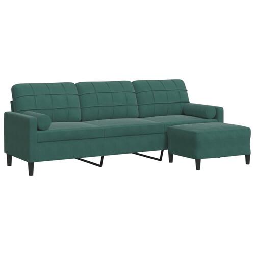 3-personers sofa med fodskammel 210 cm velour Mørkegrøn