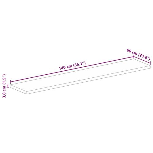 Bordplade 140x60x3,8 cm rektangulær massivt mangotræ