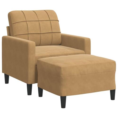 Sofastol med fodskammel 60 cm velour brun
