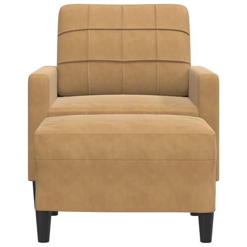 Sofastol med fodskammel 60 cm velour brun