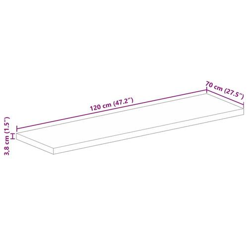 Bordplade 120x70x3,8 cm rektangulær massivt mangotræ