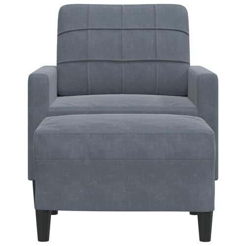 Sofastol med fodskammel 60 cm velour mørkegrå