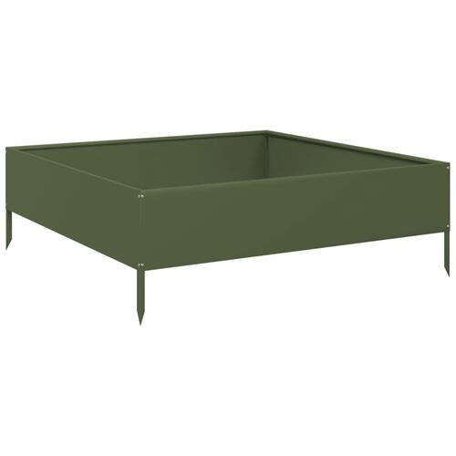 Højbed 100x100x33,5 cm stål olivengrøn