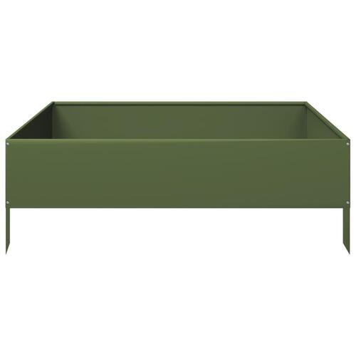 Højbed 100x100x33,5 cm stål olivengrøn