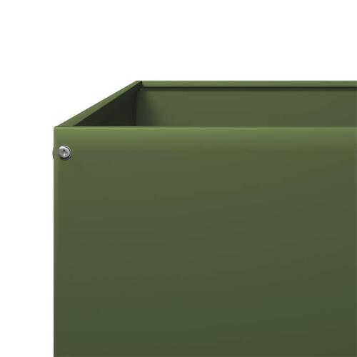 Højbed 100x100x33,5 cm stål olivengrøn