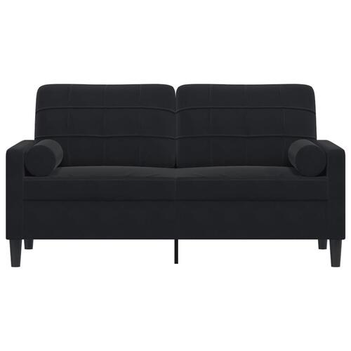 2-personers sofa med pyntepuder 140 cm velour sort