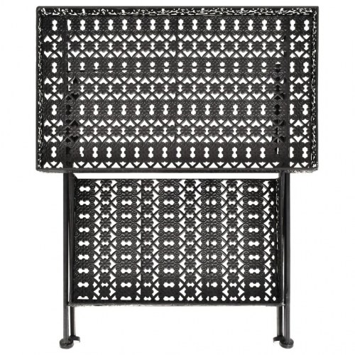 Foldbart tebord i metal - vintagestil, 58 × 35 × 72 cm, sort