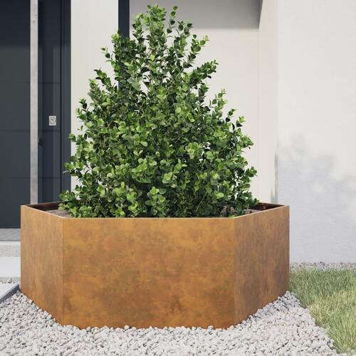 Plantekasse 138x120x45 cm sekskantet Forvitringsstål