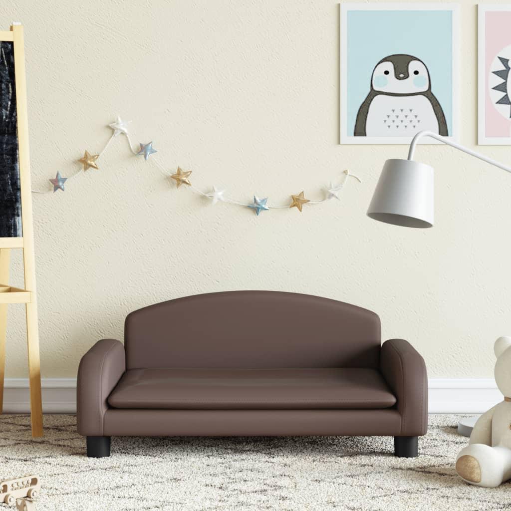 Sofa til børn 70x45x30 cm kunstlæder brun