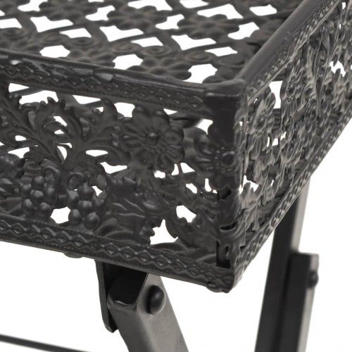 Foldbart tebord i metal - vintagestil, 58 × 35 × 72 cm, sort
