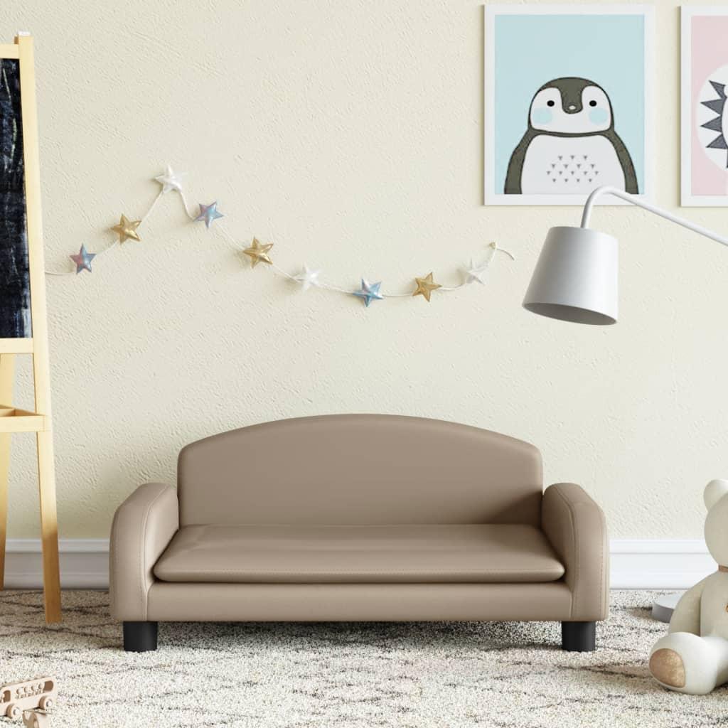 Sofa til børn 70x45x30 cm kunstlæder cappuccinofarvet