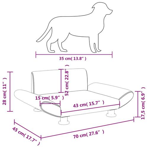 Hundeseng 70x45x28 cm stof sort