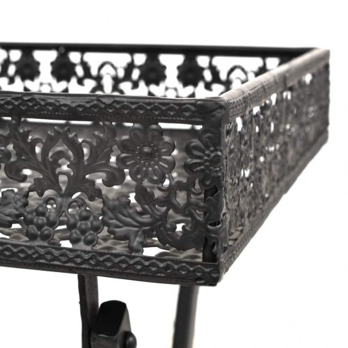 Foldbart tebord i metal - vintagestil, 58 × 35 × 72 cm, sort