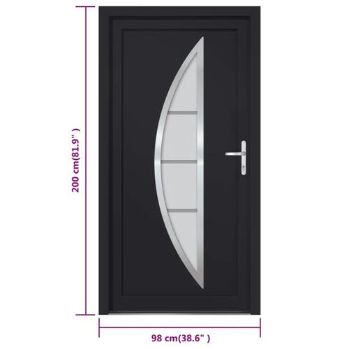 Hoveddør 98x200 cm PVC antracitgrå