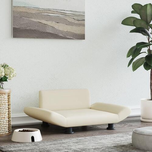 Hundeseng 70x45x28 cm kunstlæder cremefarvet
