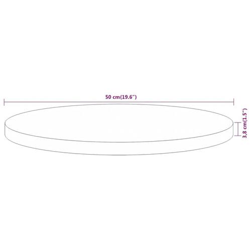 Bordplade Ø50x3,8 cm rund massivt akacietræ