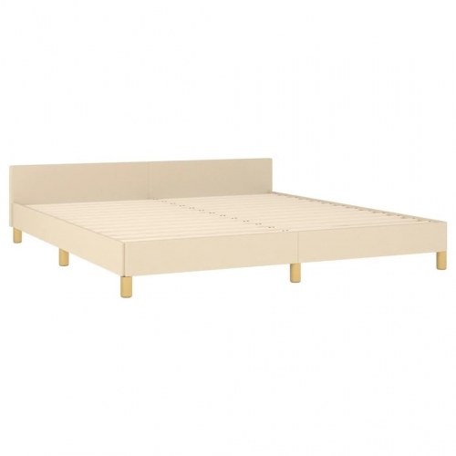Sengeramme med sengegavl 160x200 cm - stof, cremefarvet